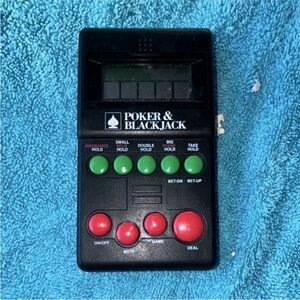 Portable Poker & Blackjack Game - Black with Red and Green Buttons